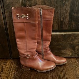 Tory Burch all- leather tall brown riding boots size 8.5